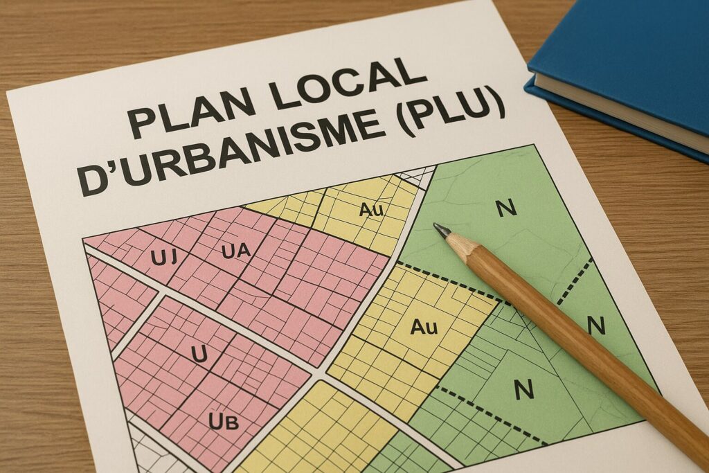 Document du Plan Local d’Urbanisme analysé par un géomètre-expert du Cabinet VAILLES pour vérifier la constructibilité d’un terrain et les règles d’urbanisme locales.